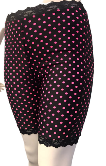 Bikie Girl Bloomers - Plus Size - Pink Polka Dot Black Bloomers