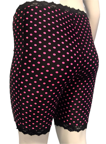 Bikie Girl Bloomers - Plus Size - Pink Polka Dot Black Bloomers