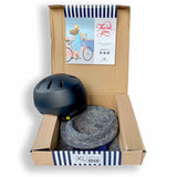 MIPS Helmet + Shibori Blue Straw Hat Bike Helmet Cover