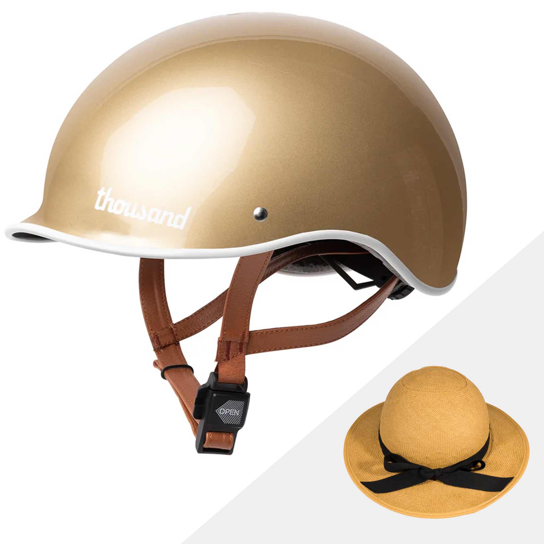 Thousand Helmet + Classic Straw Hat Helmet Cover