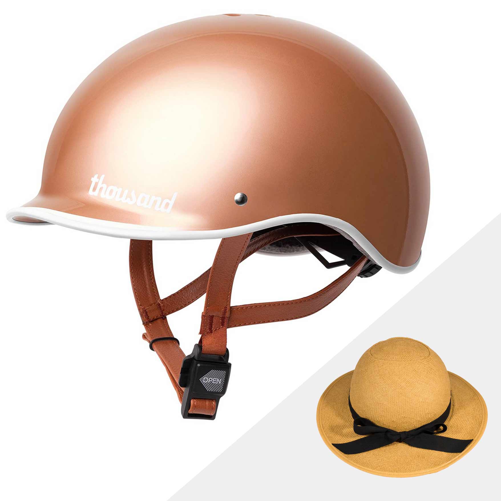 Thousand Helmet + Classic Straw Hat Helmet Cover
