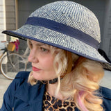 Thousand Helmet + Shibori Blue Straw Hat Helmet Cover