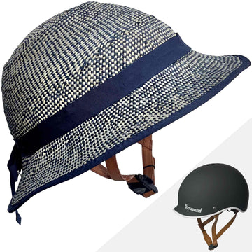 Thousand Helmet + Shibori Blue Straw Hat Helmet Cover