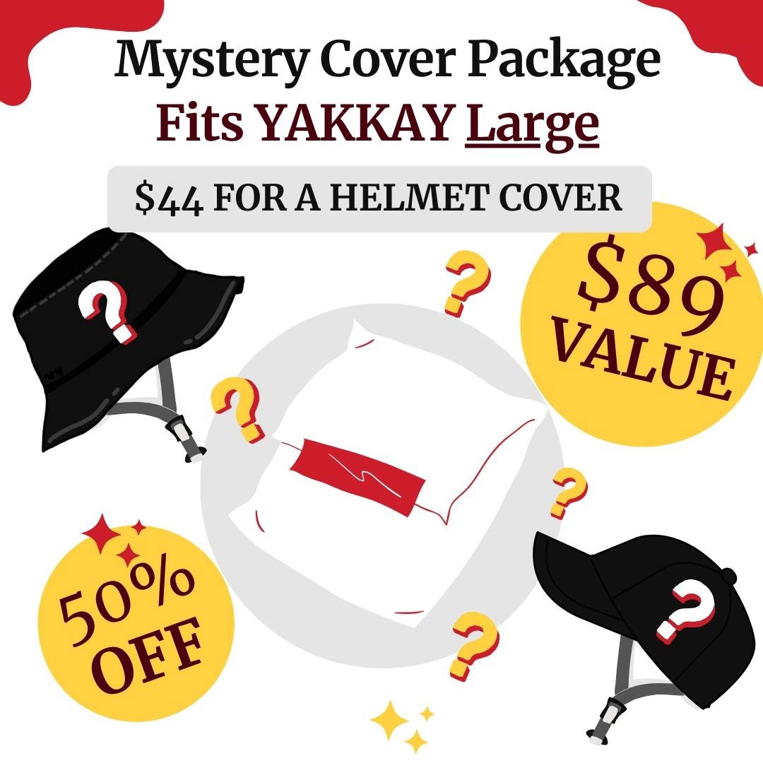 Get your hands on a YAKKAY mystery cover package that includes a helmet cover (normally $89) for only $44! Size L