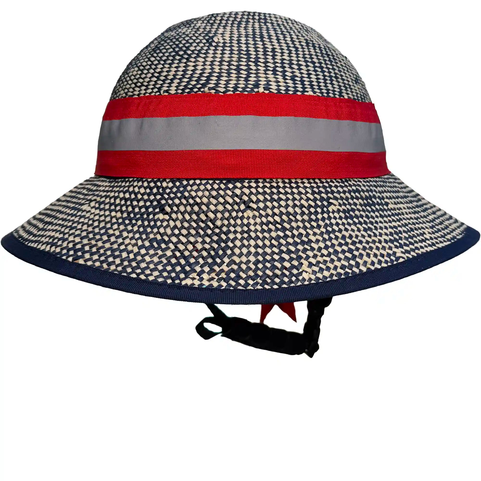 Straw Hat Bike Helmet Red, White, and Blue