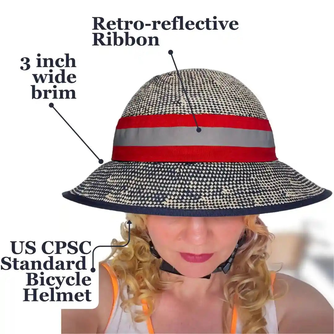 Straw Hat Bike Helmet Red, White, and Blue