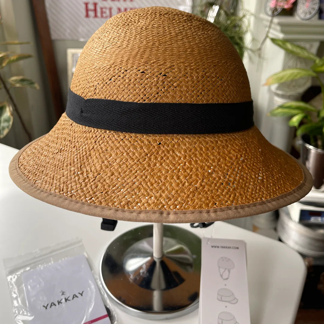SOLD Straw Hat Bike Helmet - YAKKAY Classic - L - US Medium - WAREHOUSE SALE 2504A