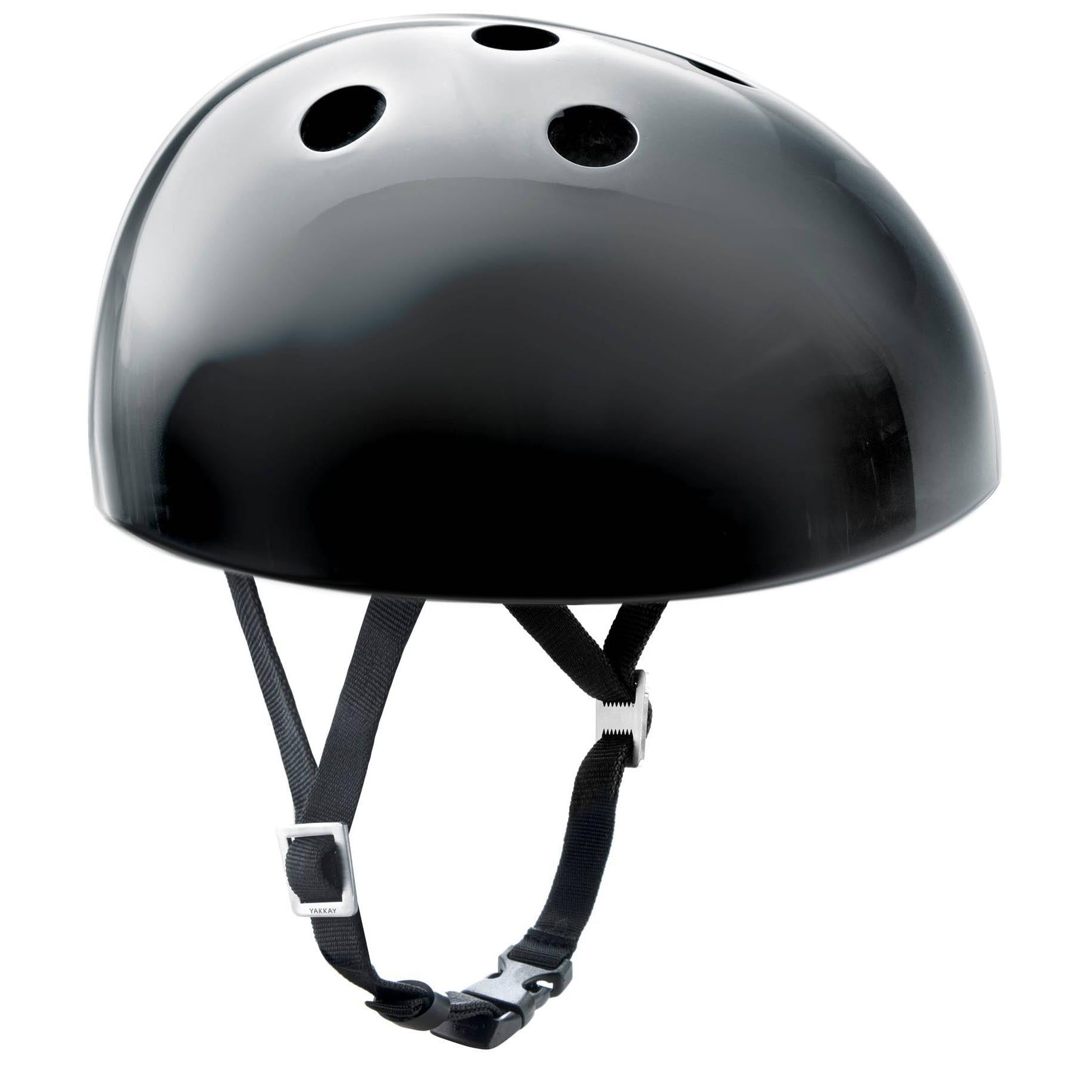 A black bicycle helmet on a white background