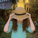 Bike Pretty Helmet Hair - animated reveal showing that the curly hair extensions are attached to the inside of a straw hat bike helmet