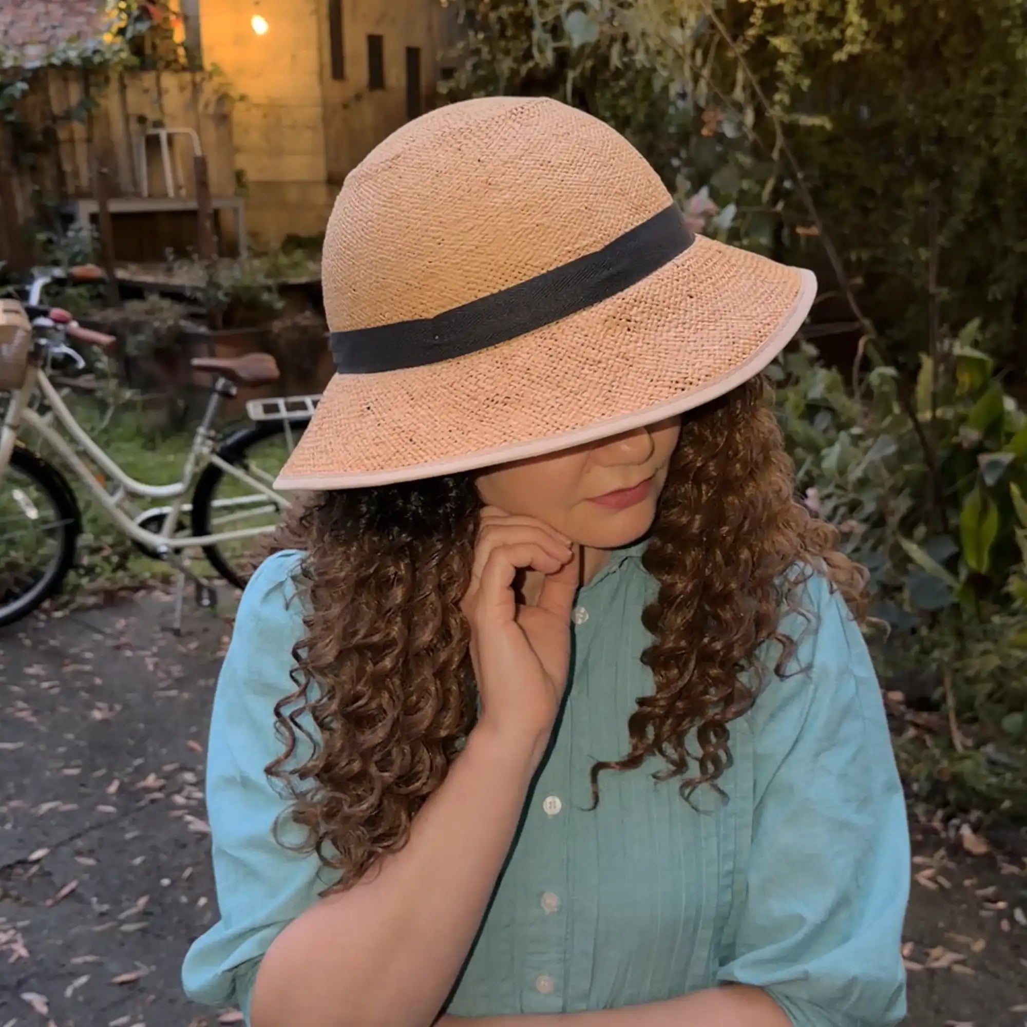 bike helmet women's straw Helmet Hair - Straw Hat Bike Helmet with Curly Hair Extensions Helmet + Cover / US Large