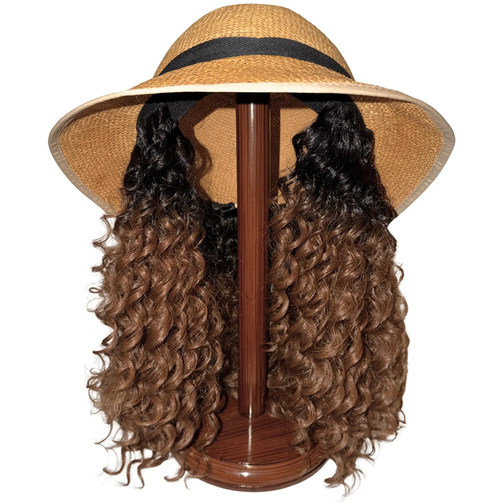 Helmet Hair - Straw Hat Bike Helmet with Curly Hair Extensions Cover Only / US Medium