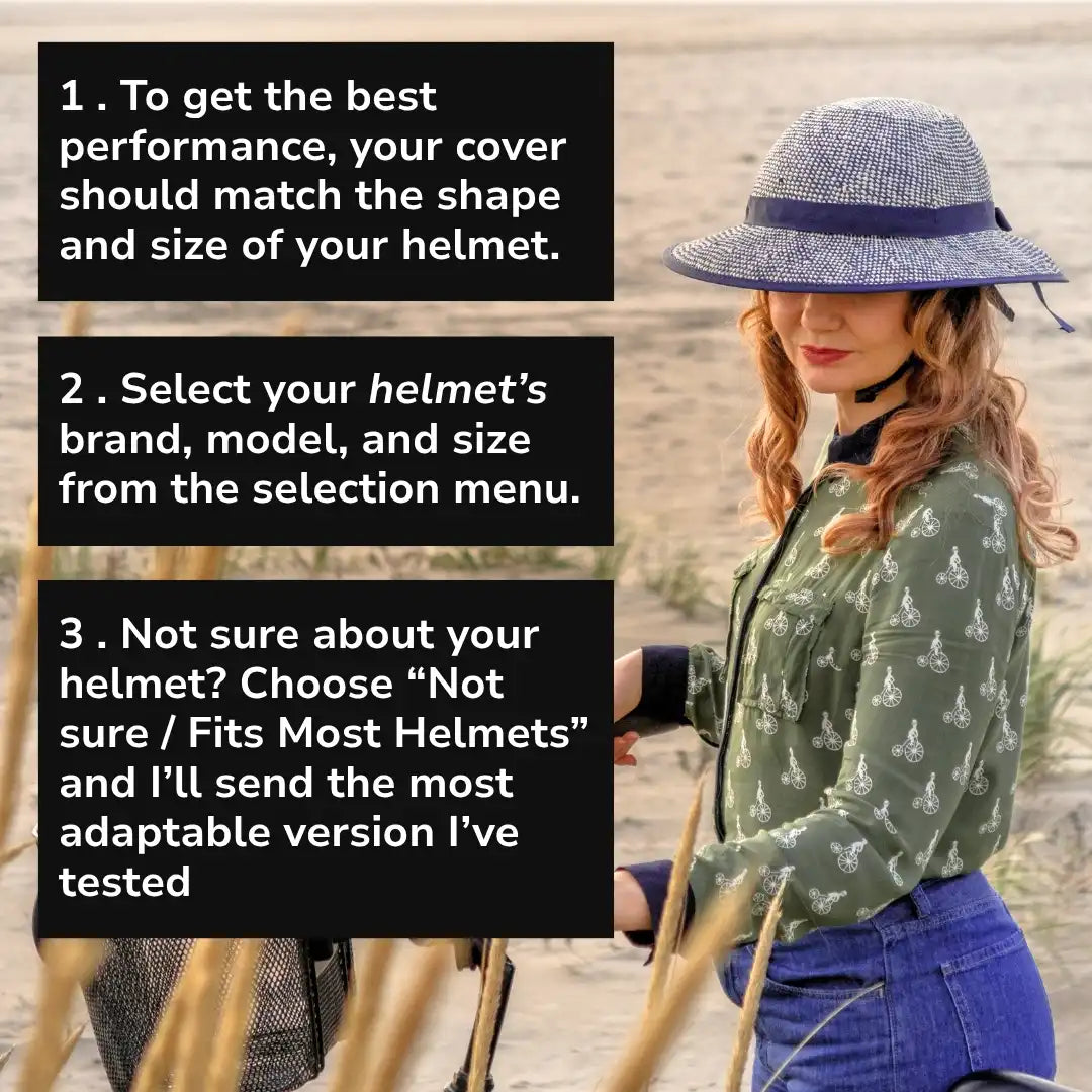 Bike Pretty Straw Hat Helmet Cover in Shibori Blue – how to choose the right size in 3 steps