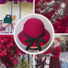 Animated collage of photos showing a red Straw Hat Bicycle Helmet, flowers and a bicycle. Sunlight is peeking through a vine covered in red flowers.