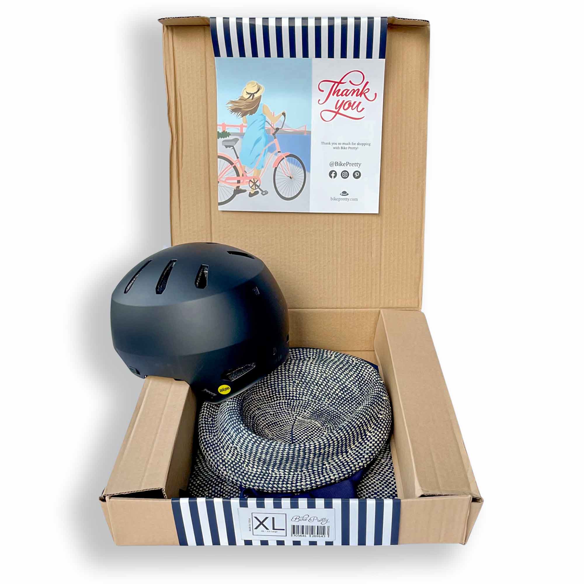 bike helmet box MIPS Helmet + Shibori Blue Straw Hat Bike Helmet Cover – Bike Pretty