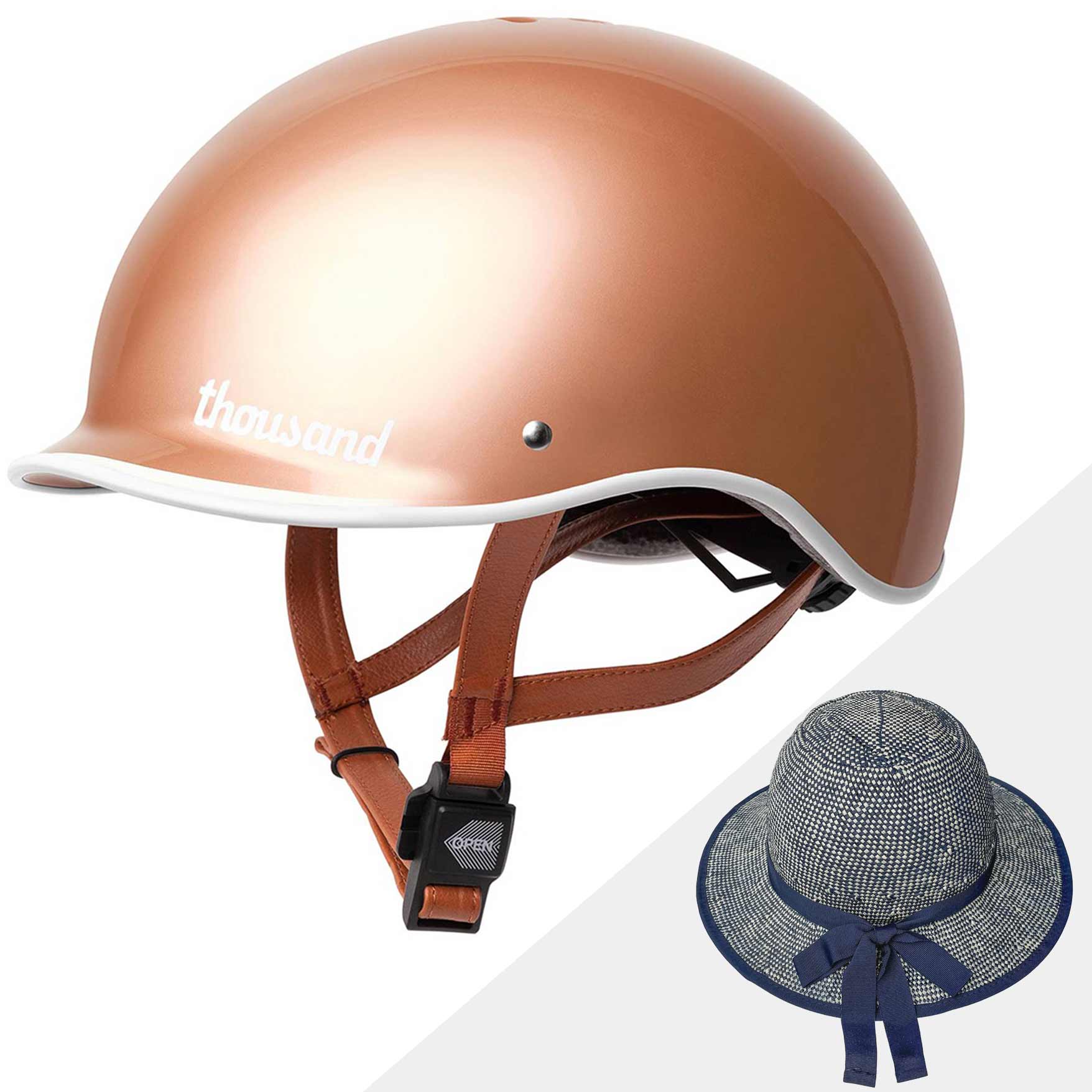 Thousand Helmet + Shibori Blue Straw Hat Helmet Cover