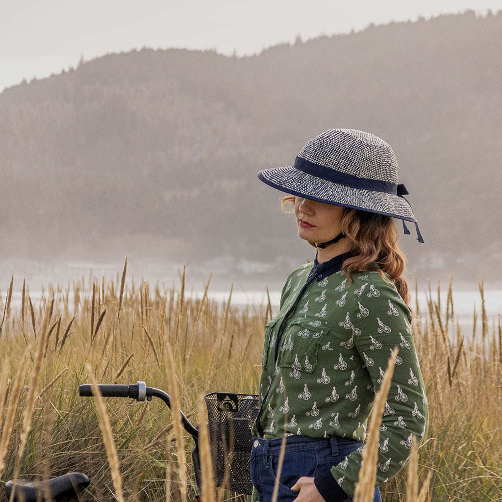 bike pretty straw helmet Straw Hat Helmet COVER ONLY Shibori Blue